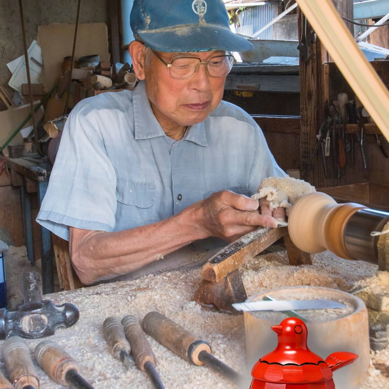 武田工芸 鳩　木製　スプーン付き　長野　民芸　砂糖壺　木彫り 鳩の砂糖壺 | 武井工芸店 オンラインショップ
