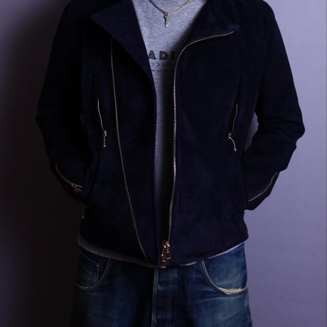 Double Riders (suede) Dark Navy Gold zip