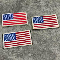 US フラッグ パッチ ベルクロ縫い付け品　銀縁