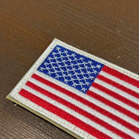 US フラッグ パッチ ベルクロ縫い付け品　銀縁