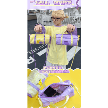海外ポケモングッズ Pokémon × HOLLYBOX クロスボディバッグ 【メタモン＆ピカチュウ】(約20cm×8.5cm)