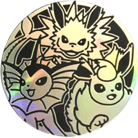 ポケモンコイン (2021)【シャワーズ＆サンダース＆ブースター】 （ゴールドレインボーホロ/ Jumboサイズ）