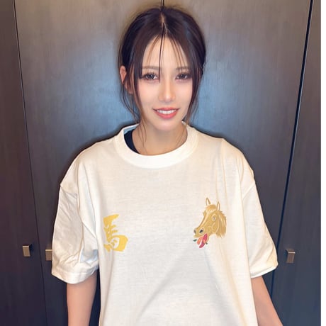 究極の開運Tシャツ　スカ柄「金馬の三連万福」