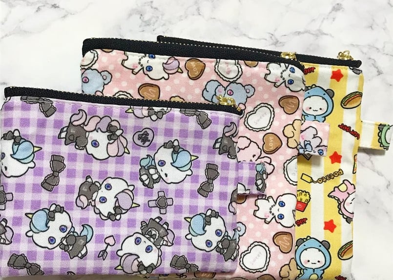 12cmファスナーポーチ マチなし ピンク | REKA ♡ Handmade Shop🛒𓈒𓏸