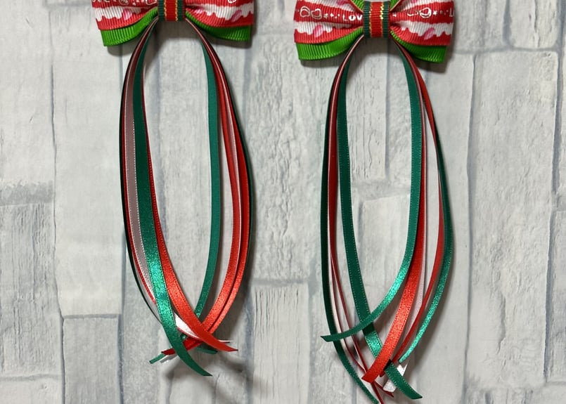 クリスマス ヘアゴム たらりんリボン リボンヘアゴム | REKA