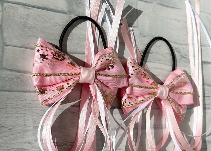 オーガンジ ーリボン ヘアゴム 雪の結晶