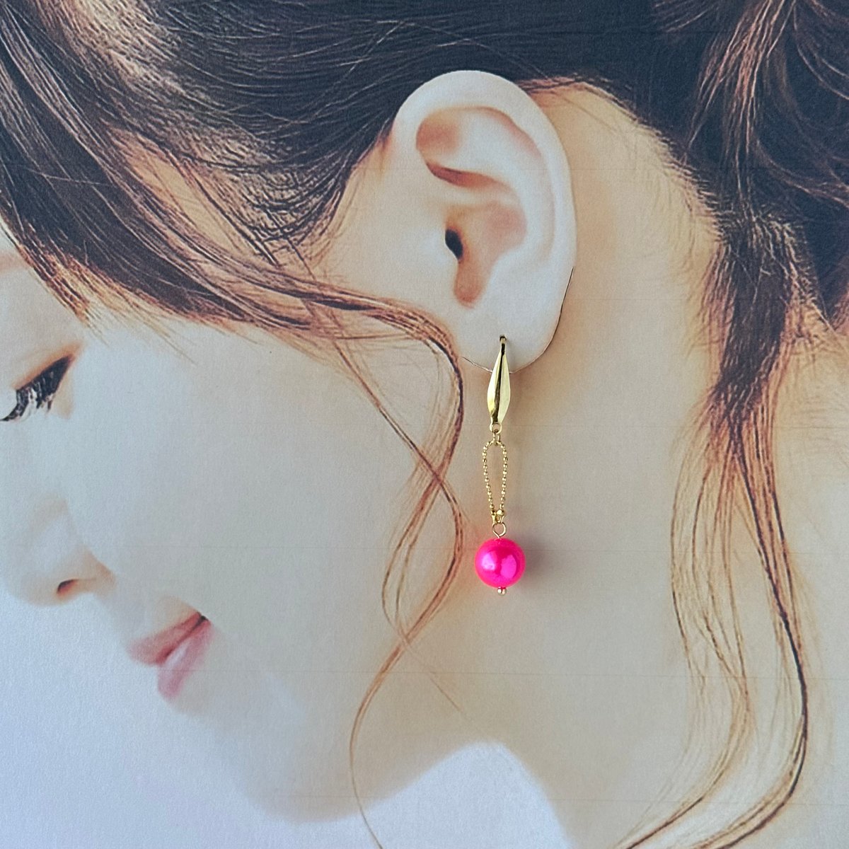 蛍光ピンク 蛍光黄色 イエロー サージカルステンレス フックピアス