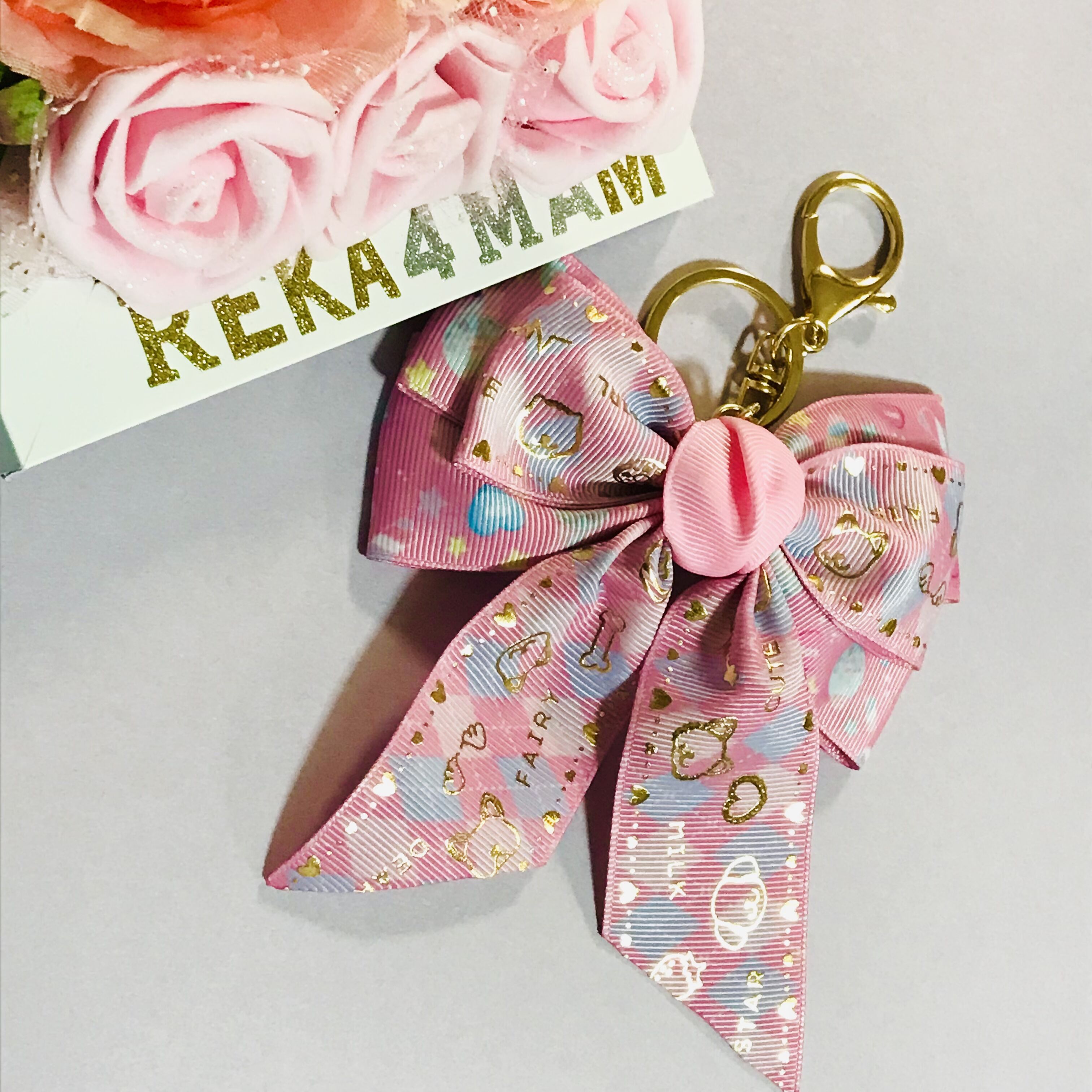 わんちゃんリボン バッグチャーム | REKA ♡ Handmade Shop🛒𓈒𓏸