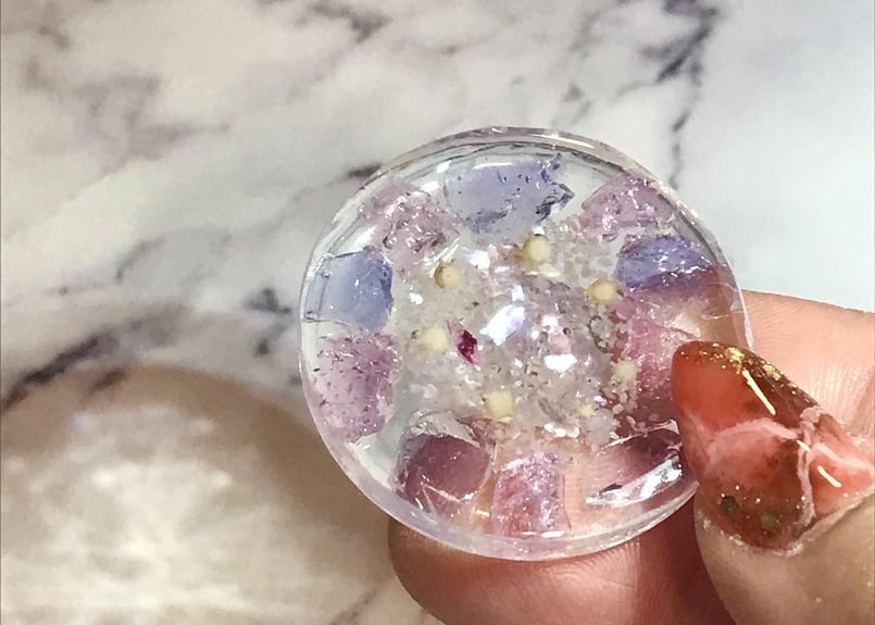 1130】かすみ草×琉球ガラス 星形レジンヘアゴム 【1130】かすみ草×琉球