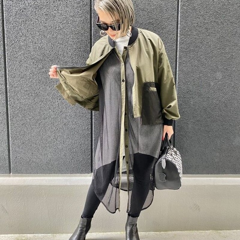 メッシュ切替 ロング ブルゾン | LOOSEHOUSE ONLINE STORE