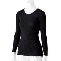 スルッとのびのび長袖インナーラウンドネック ブラック W0180027821●ディーエーピー【取寄せ商品】