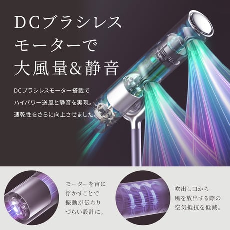 ＢＩＳＡＲＡ　ＰＲＯ　　ハンズフリードライヤー　首振り機能付き　ＤＣブラシレス　大風量　静音　速乾　ホワイト QUADS【取寄せ商品】
