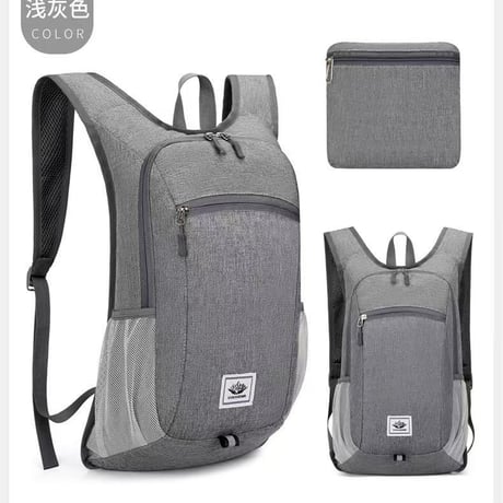 ｺﾝﾊﾟｸﾄ防水ﾘｭｯｸ20L ｸﾞﾚｰ 628 折り畳みリュック 防水 軽量 コンパクト アウトドア トラベル サブバッグ メンズ 登山 収納便利