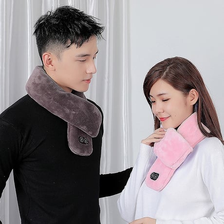 電熱マフラー ネックウォーマー Heating Massage Scarf(ﾊﾞｯﾃﾘｰ無) ﾋﾟﾝｸ ネックウォーマー 加熱 マフラー ヒーター USB 電熱 かわいい