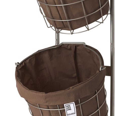 ランドリーバスケット　キャスター付き　２段　ラウンド　２５Ｌ×２　ブラウン BRID