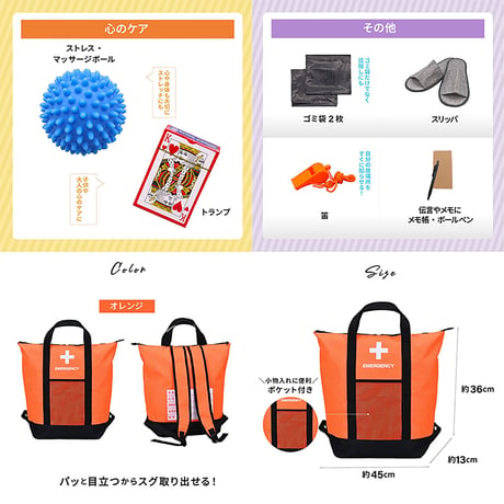 ＡＣＴＹ　防災リュック＆トートバッグ　２５点セット　避難グッズ　非常用　大容量 アクティー【取寄せ商品】