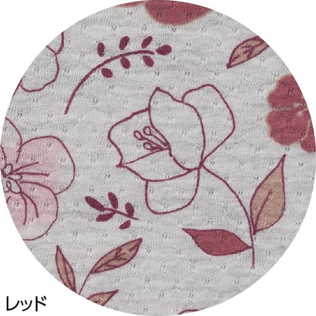 針抜き天竺線花7分袖パジャマ レッド●ディーエーピー【取寄せ商品】