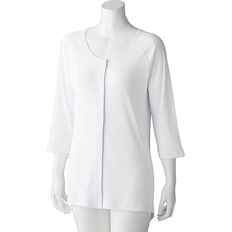 ７分袖ワンタッチシャツ（２枚組）　綿１００％　抗菌防臭　婦人用　ＷＨ ケアファッション【取寄せ商品】