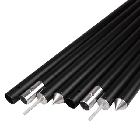 FUTURE FOX タープポール 収納袋付 直径28mm全長240cm (60cm×4本)×2本分 マッドブラック 6300073364●FUTURE FOX