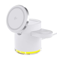 4in1丸形ﾜｲﾔﾚｽ充電器qi2 ﾎﾜｲﾄ C16 ワイヤレス充電器 4in1 Qi2 スマホ充電 AppleWatch AirPods タッチライト デスクライト 折りたたみ