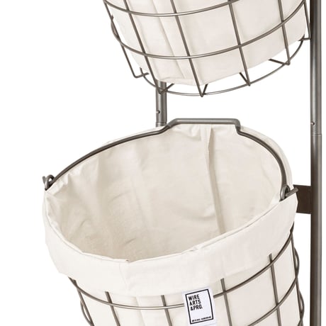 ランドリーバスケット　キャスター付き　２段　ラウンド　２５Ｌ×２　ホワイト BRID