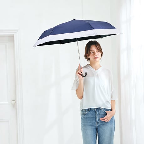 UVペールバイカラー折　晴雨兼用折りたたみ傘　ネイビー 925-059●UVペールバイカラー折　晴雨兼用折りたたみ傘　ネイビー●中谷【取寄せ商品】