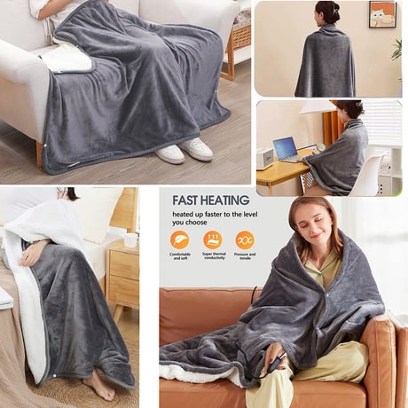 USBブランケット 電気毛布 Electric Blanket(ｸﾞﾚｰ) 電気毛布 ひざ掛け ブランケット 防寒