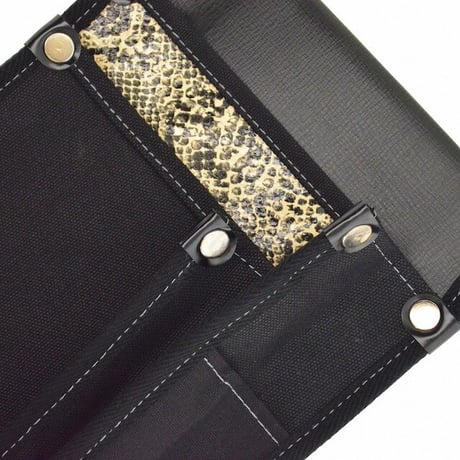 腰袋　内側ポケット付帆布／白蛇柄 YK-10 黒●金井産業【取寄せ商品】
