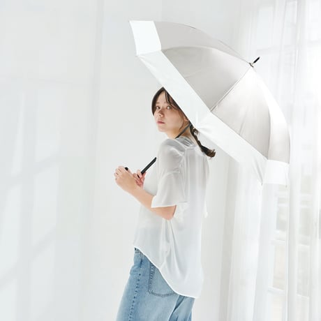 UVペールバイカラー　晴雨兼用長傘　パウダーピンク 915-059●UVペールバイカラー　晴雨兼用長傘　パウダーピンク●中谷【取寄せ商品】