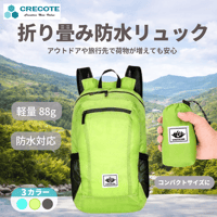 折り畳み防水ﾘｭｯｸ ｸﾞﾘｰﾝ 519 折りたたみ リュック 防水 軽量 コンパクト サブバッグ アウトドア 旅行 登山 防水バッグ