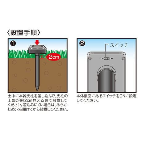 ソーラー式モグラ撃退器　２本入 タマハシ【取寄せ商品】