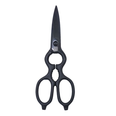 剣謙心　ステン刃キッチン鋏　黒染　鉄ハンドル KST-2●坂謙【取寄せ商品】