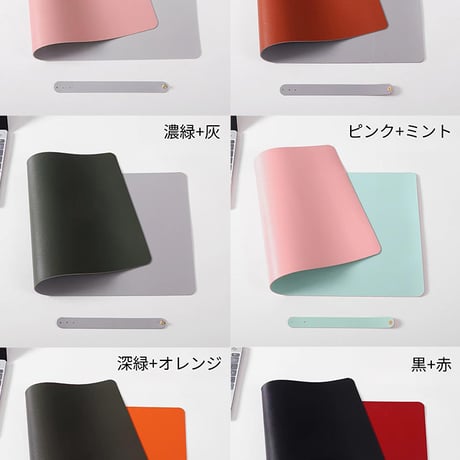 ﾌｪｲｸﾚｻﾞｰﾃﾞｽｸﾏｯﾄ80×40㎝ マウス対応 リバーシブル 防水 防油 お手入れ簡単 PUレザー 傷 汚れ防止