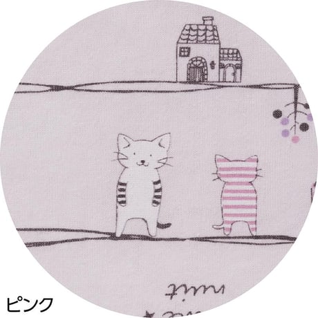 天竺ねこボーダー大きめボタンパジャマ ピンク●ディーエーピー【取寄せ商品】