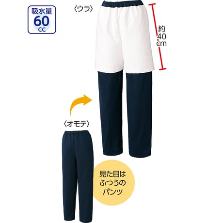 すいとるパジャマパンツ　綿１００％　尿漏れ対策　吸水素材　男女兼用　ＮＶ　Ｍ ケアファッション【取寄せ商品】