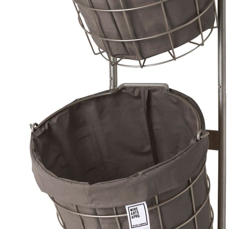 ランドリーバスケット　キャスター付き　２段　ラウンド　２５Ｌ×２　ダークグレー BRID