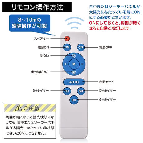 LEDソーラー街灯　ソーラー充電　リモコン付き　夜間自働点灯　300W sl075●LEDソーラー街灯　ソーラー充電　リモコン付き　夜間自働点灯　300W●万方商事【取寄せ商品】