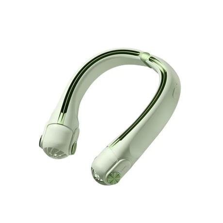 ﾈｯｸｸｰﾗｰﾌｧﾝ ｸﾞﾘｰﾝ MF080 ネックファン 首かけ 扇風機 クーラー 角度調整 携帯ファン USB充電式 静音 風量3段階 夏 涼しい