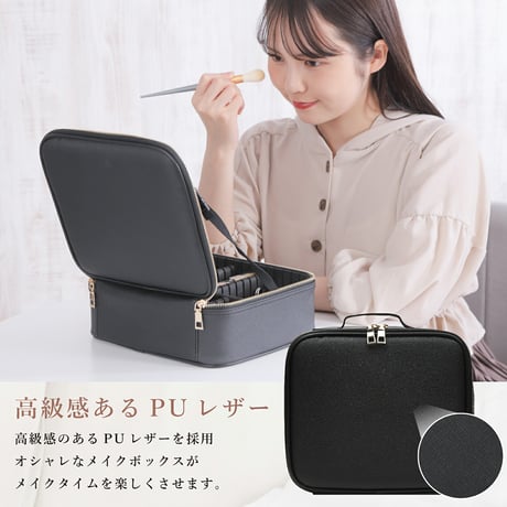 メイクボックス　大容量　鏡付き　化粧ポーチ　コスメ収納　ピンク Colulu0041●orivance【取寄せ商品】