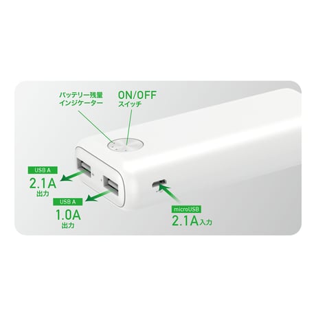 スマートミニ　１００００ｍＡｈ　モバイルバッテリー　ホワイト HD-NIC10000GFWH●エコワン【取寄せ商品】