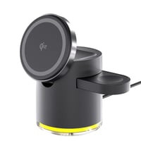 4in1丸形ﾜｲﾔﾚｽ充電器qi2 ﾌﾞﾗｯｸ C16 ワイヤレス充電器 4in1 Qi2 スマホ充電 AppleWatch AirPods タッチライト デスクライト 折りたたみ