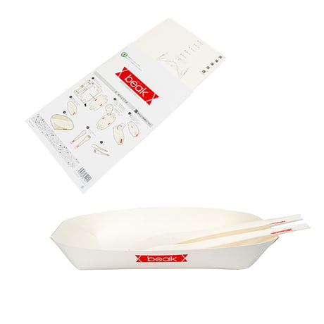 災害備蓄用 折り紙食器beak （ビーク）皿  5枚封筒入り×30セット 6300069170●奥村印刷【取寄せ商品】