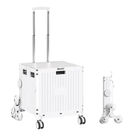 折り畳みｷｬﾘｰｶｰﾄ 80L ﾎﾜｲﾄ 9001 キャリーカート 折りたたみ 階段対応 蓋付き 座れる アウトドア キャンプ 多機能 頑丈 コンパクト収納