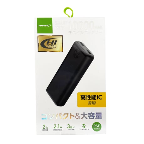 スマートミニ　１００００ｍＡｈ　モバイルバッテリー　ホワイト HD-NIC10000GFWH●エコワン【取寄せ商品】