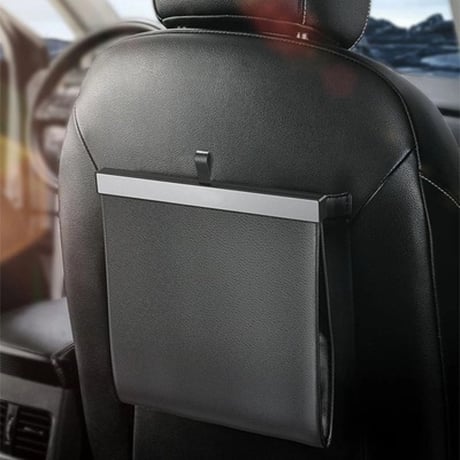 ﾌｯｸ型車用ｺﾞﾐ箱 ﾌﾞﾗｯｸ 4578 車 ゴミ箱 フック型 コンパクト 薄型 折りたたみ PU素材 車内収納 車用アクセサリー