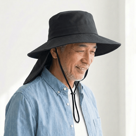 GOKKAN アドベンチャーハット極寒保冷帽子ベージュ●保冷帽子●熱中対策●UVカット帽子●ネックガード付き帽子●アウトドア帽子●冷感グッズ●紫外線対策●首元冷却●保冷剤ポケット付き●日本真田帽子