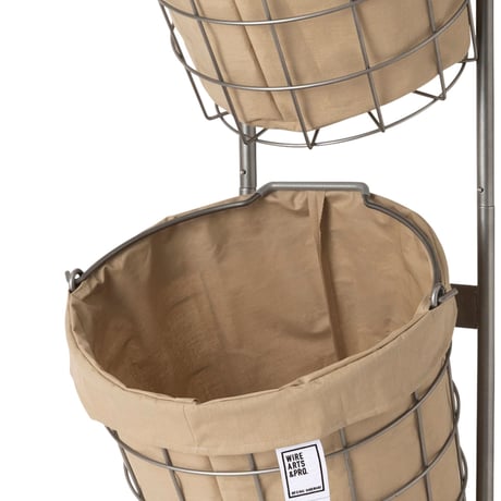 ランドリーバスケット　キャスター付き　２段　ラウンド　２５Ｌ×２　ベージュ BRID