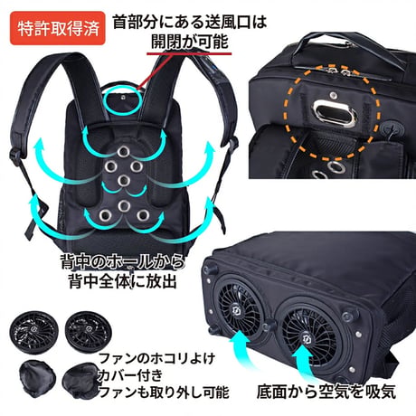 Ｒｏｂｅｒｔ　Ｋｌｅｉｎ　ファン付ビジネスリュックＳ　ブラック　８７１２ ●スワン【取寄せ商品】