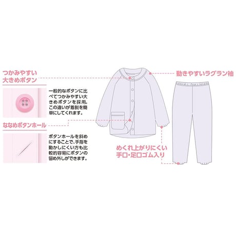 大きめボタンのびのびストレッチパジャマ●ディーエーピー【取寄せ商品】