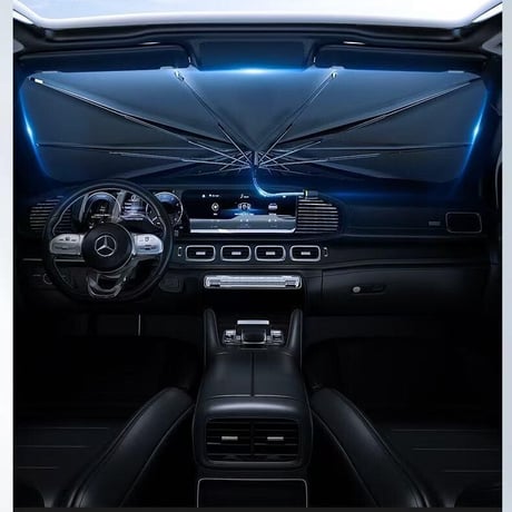 ｻﾝｼｪｰﾄﾞM 125×65㎝ ﾌﾞﾗｯｸ 001 車 サンシェード 日よけ 紫外線対策 車内温度上昇防止 UPF50+ フロントガラス 収納袋付き 360度回転 コンパクト収納